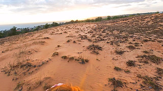 POV: She Gives Him a Blowjob on a Walk through the Desert