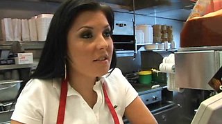 Sexy Latina's fucked silly in the kitchen by her boss
