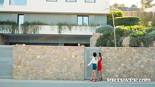 Sybil A Kailena, Gerson Denny And Stacy Bloom In Play With Each Other Out By The Pool Before Threesome