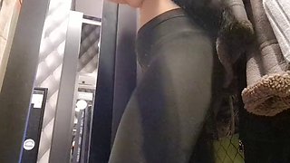 Open curtain in fitting room public flashing of tits