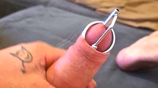 Insertion with play for the urethra. Ending up with ejaculation