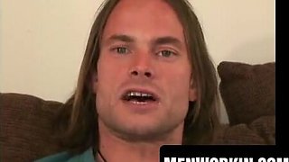 Long haired batty man smokes cigar before tugging off