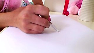 Beautiful teen brunette Jessica Sinn masturbates