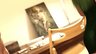 Beautiful Teen with Green Hair and a Perfect Body Gives Blowjob, Deepthroat and Swallows Cum - Taboo University (steam Game)