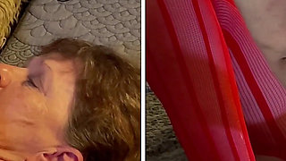 Granny in Red: Dildo Fucking Slut
