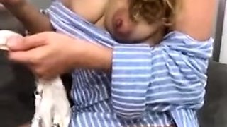 Close up with teen blonde sex doll rubbing her cunt