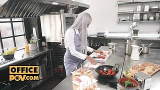 Prurient Veronica Leal - kitchen porn - Office POV