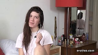 Ersties - Julia W inserts a butt plug before fingering herself