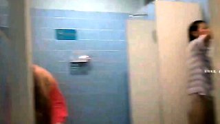 Sexy black amateur caught taking a shower on hidden cam