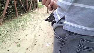 Risky Handjob On The Street And The Redhead Caught Me!