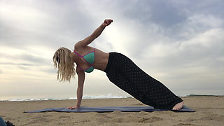 Beach Yoga in Bikini Top