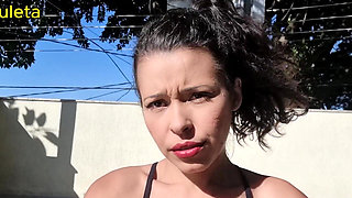 Smoking with Her Breasts Out