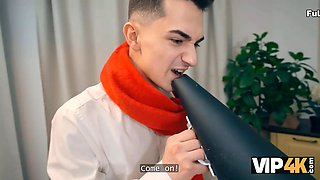 Vip4k. russian slutty dark haired is having Double Penetration joy in front of her husband