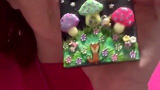 Amazing POV of My Pissing Hairy Pussy After Fannying About, Getting More and More Desperate as I Show You Some of My Artwork