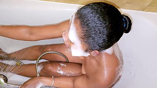 Sexy Ebony Teen Takes a Hot Shower