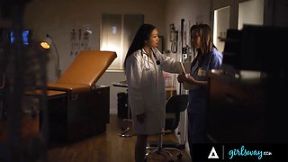 Naughty Nurse Sinn Sage & Doctor Vicki Chase get down and dirty with each other in hot nurse-nurse action