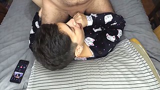 Handjob and Cum Mouthful Before Bed