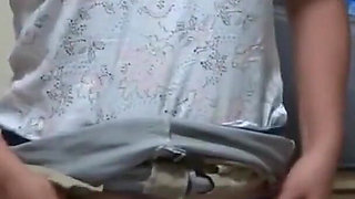 First Time Latina Masturbates in Front of Stepson After the Beach and Gets Cumshot on Her Hairy