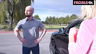 Kinky Kelsey Kane gets double penetrated and drenched in hot jizz by two hung studs