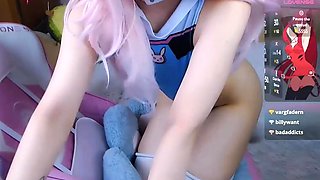 Shy anime cosplayer