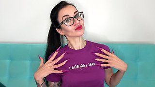 Finger Snapping, Long Fingers with New Purple Color Long Nails, Sharp Stilettos