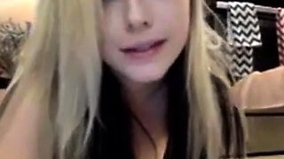 Blonde Coed Sloppy Deepthroats Dildo on Webcam