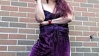Morning Smoke in My Purple Velour Outfit