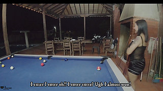 At the table with the balls and with my friend's pussy - in English