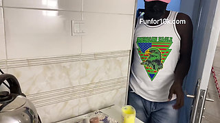 Step Dad Sneaked in to Fuck Wife Bestfriend Raw in the Kitchen