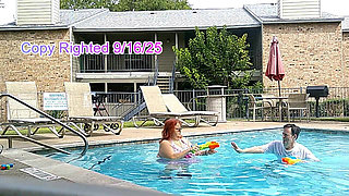 BBW Nurse Vicki and Handsome Harry in Pool Battle