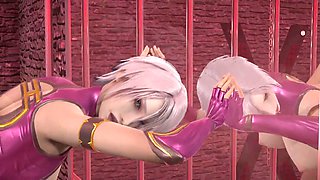 Ivy from Soul Calibur shows off her big boobs in a mirror fendom session