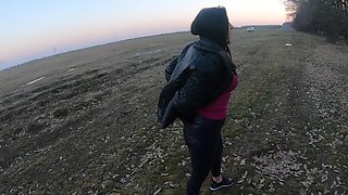 Blow-job in the Woods with My Husband Friend- Down-jacket Fetish 249