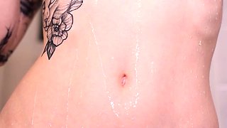 Glamour babe with big boobs masturbates in lingerie