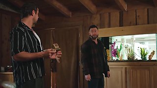 Gorgeous asian milf with a perfect body has awesome threesome with two muscular studs