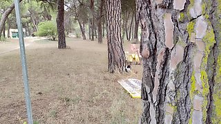 Naked MILF Watcher Outdoors Woman Masturbate in Nature Big Booty Exhib Girl Show Tits and Cunt