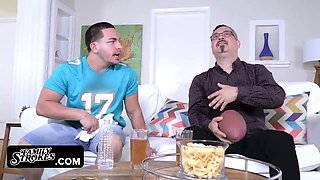 Wondrous brazilian seduces her big stepbrother in front of their step-dad while observing the finals