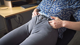 Naughty Colleague Seduces You with Camel Toe in Tight Jeans