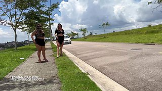 Brazilian BBW & Skinny Lesbians Car Journey Lactation