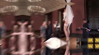 Sensual sex with beautiful bride is shown to wedding guests on video