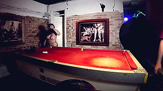 Older Woman Fucks Young Man with Big Cock in Pool Table
