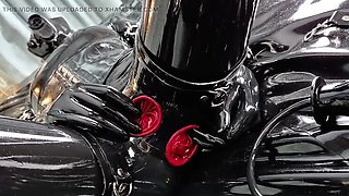 LatexLovingLady Solo: Built-In Vaginal & Anal Condom Latex Catsuit Tease - OnlyFans HD
