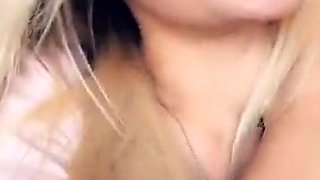 Blonde tight pussy babe solo toy fun in glamour masturbation