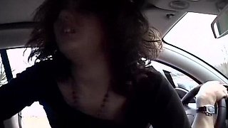 Real Amateur Babe From France Riding Cock in Car