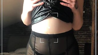 Hot Babe, in Sexy Stockings, Passionately Dancing a Striptease!
