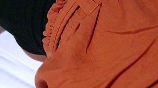 Amateur brunette works on a big cock