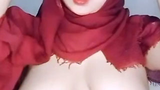 Long Time No See with My Girlfriend Hijab Big Natural Breasts Horny Plug Pussy