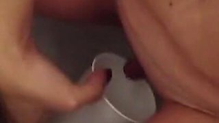 Blonde Sporty MILF Pisses in a Cup Wearing a Sports Jersey, Then Her Man Drinks the Piss