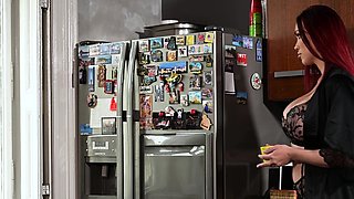 Glamour babe with big boobs masturbates in lingerie