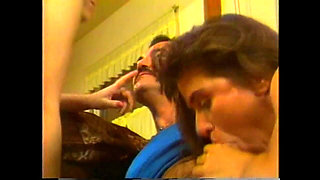 Threesome - Stepdad Gives His Huge Cock to Young Sisters