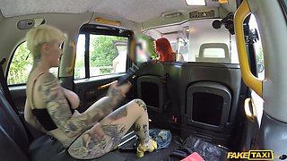 Fake Lesbian Taxi with Kinky Big Ass Busty Tattooed Sluts - A Pair Of Fucking Filthy Sluts - Pixi Peach